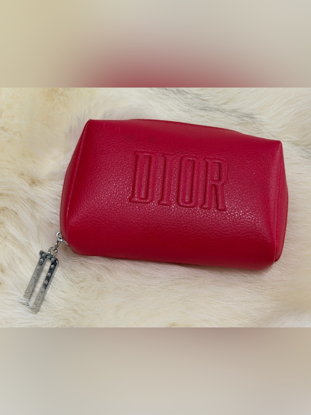 NEW DIOR Red Cosmetic Makeup Bag Pouch - Authentic NEW